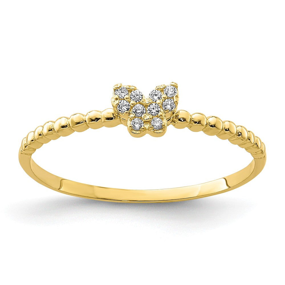 10k Yellow Gold Butterfly CZ Ring, Size: 7