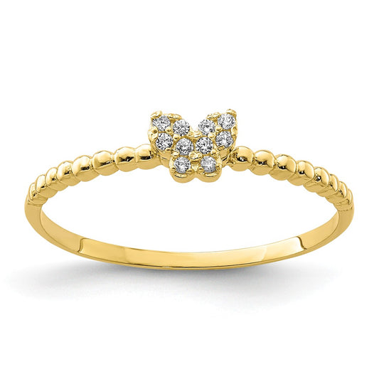 10k Yellow Gold Butterfly CZ Ring, Size: 7