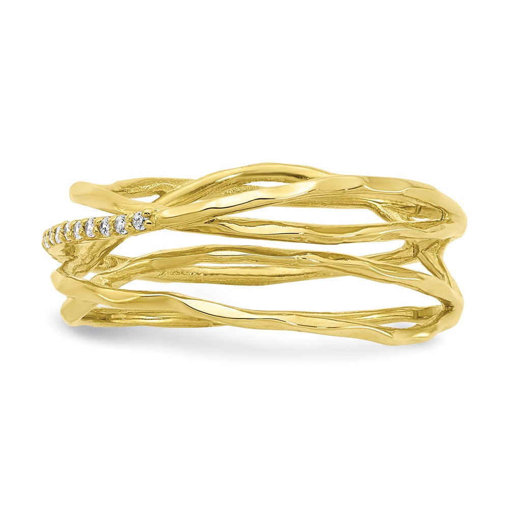 10k Yellow Gold CZ Ring, Size: 7