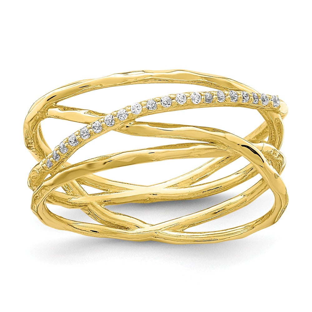 10k Yellow Gold CZ Ring, Size: 7