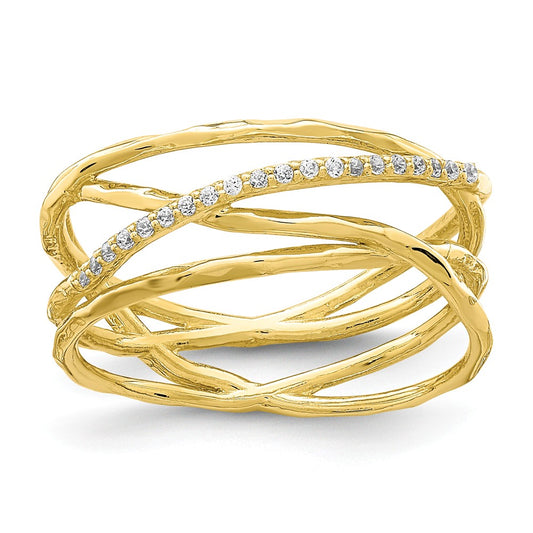10k Yellow Gold CZ Ring, Size: 7