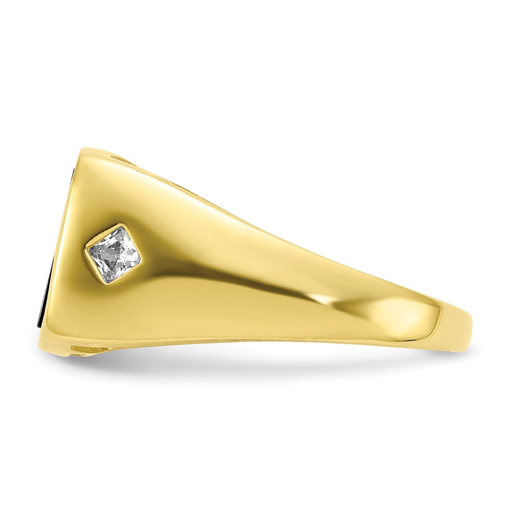 10k Yellow Gold CZ & Onyx Men's Ring, Size: 10