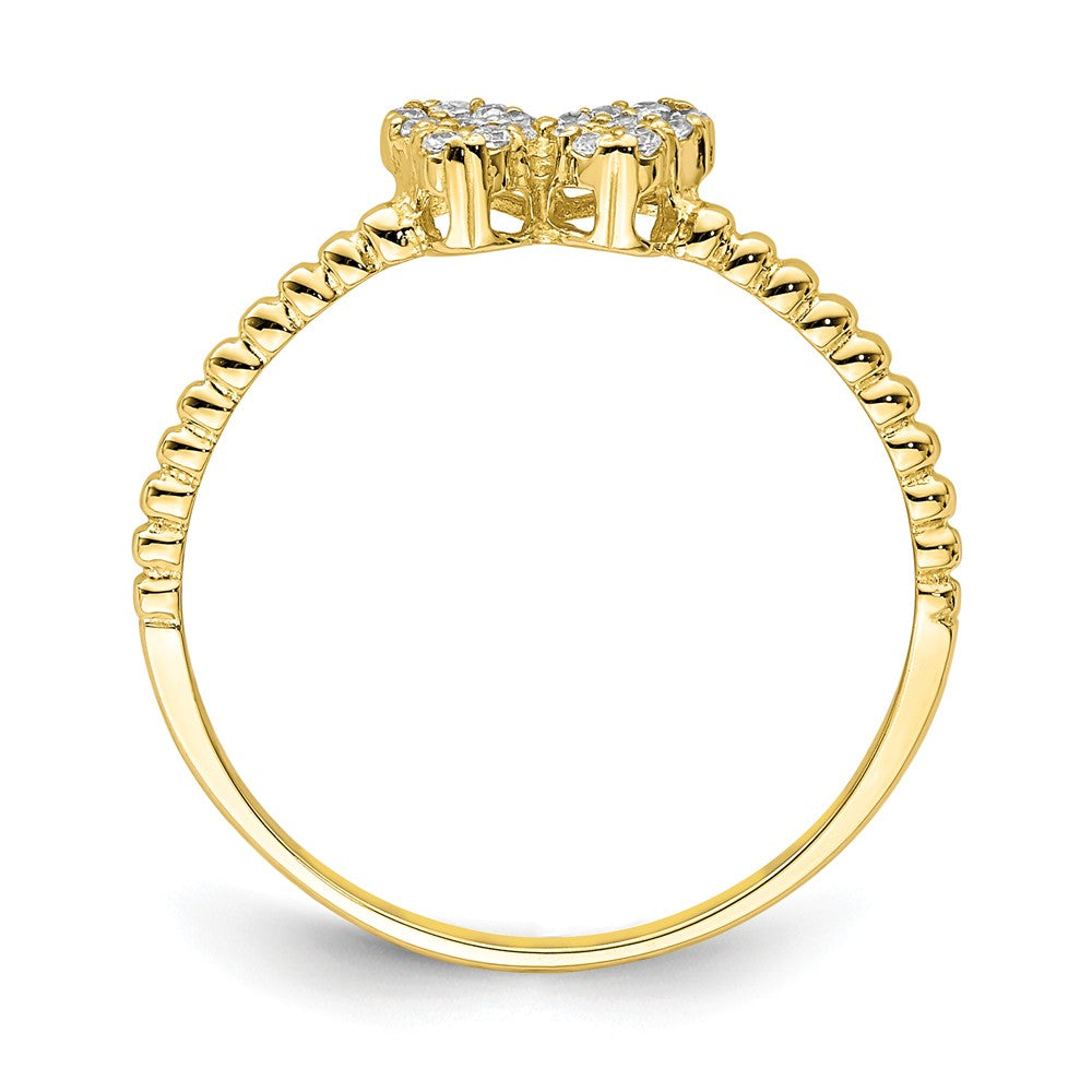 10k Yellow Gold Butterfly CZ Ring, Size: 7