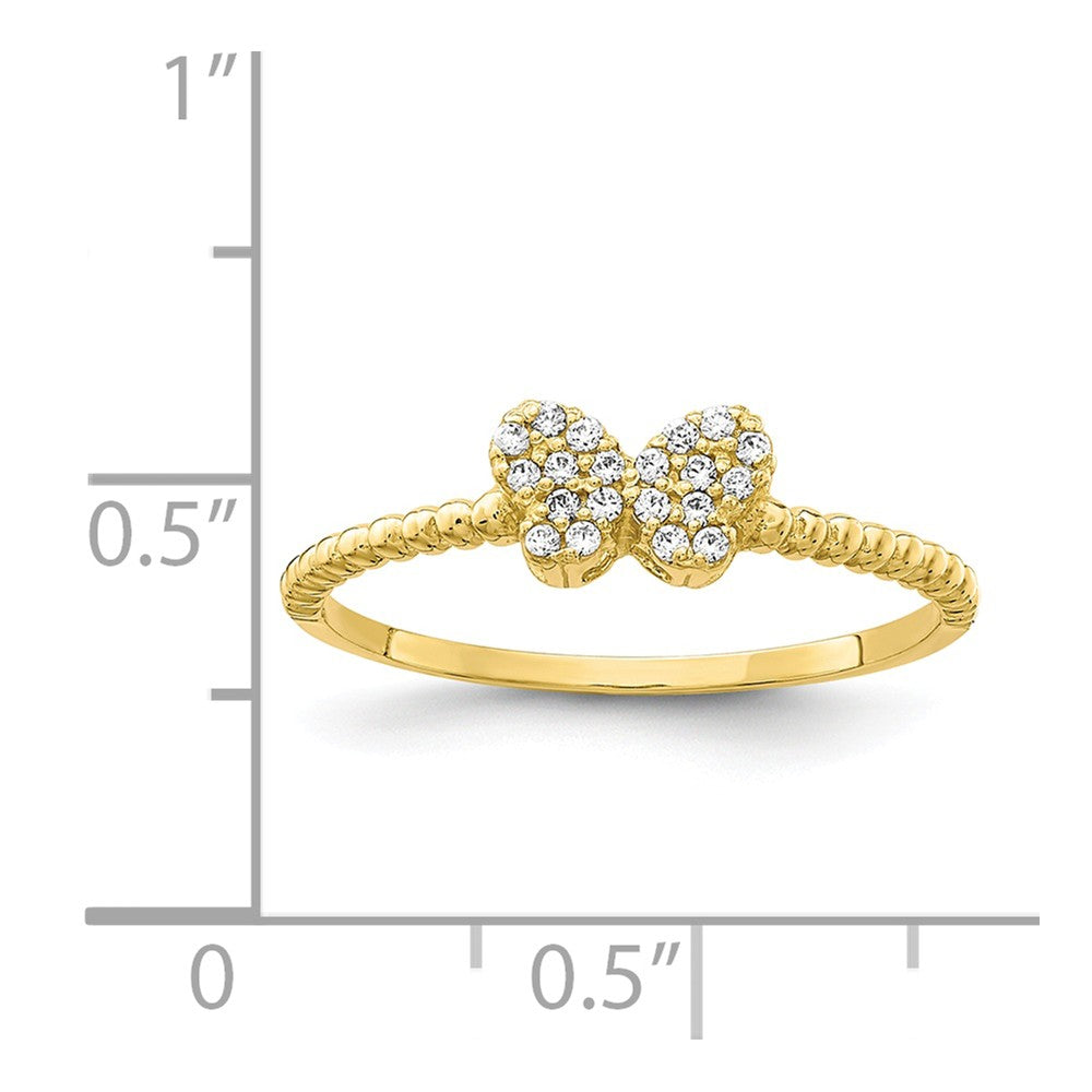 10k Yellow Gold Butterfly CZ Ring, Size: 7