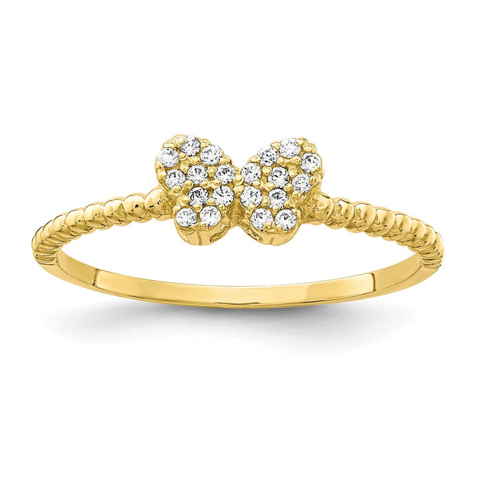10k Yellow Gold Butterfly CZ Ring, Size: 7
