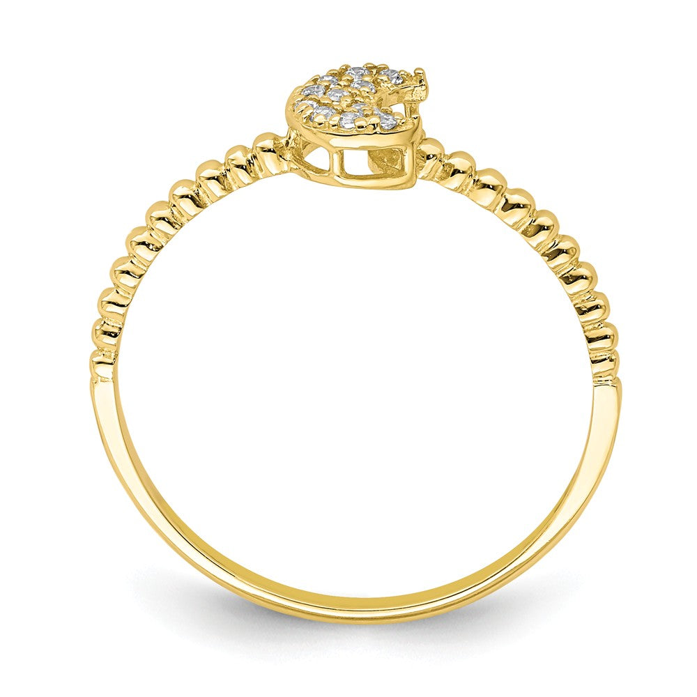 10k Yellow Gold Moon CZ Ring, Size: 7