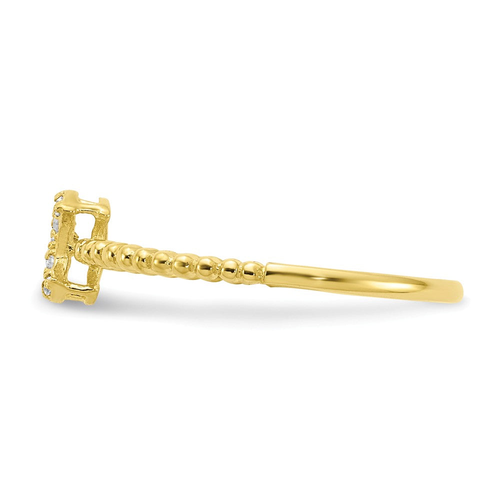 10k Yellow Gold Moon CZ Ring, Size: 7