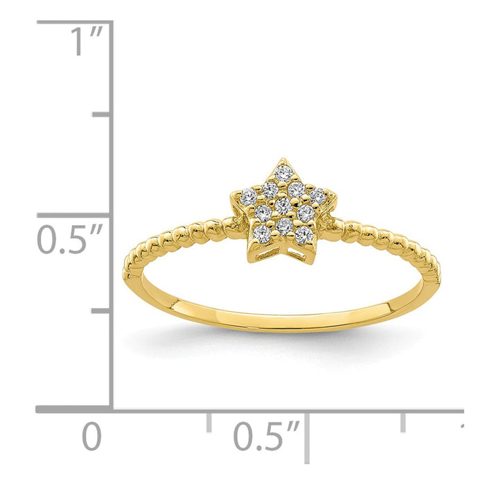 10k Yellow Gold Yellow Gold Star CZ Ring, Size: 7