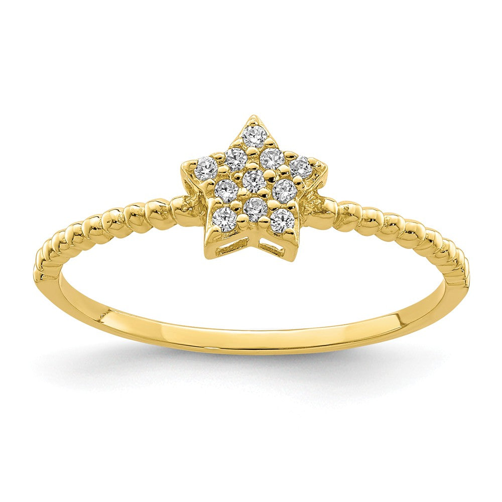 10k Yellow Gold Yellow Gold Star CZ Ring, Size: 7