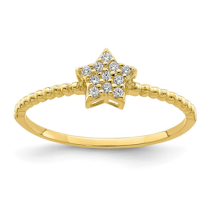 10k Yellow Gold Yellow Gold Star CZ Ring, Size: 7