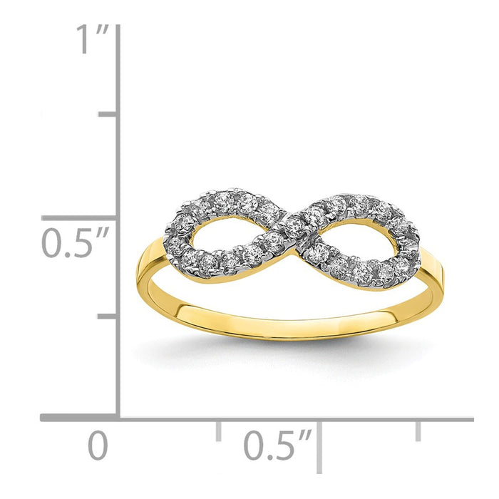 10k Yellow Gold CZ Infinity Ring, Size: 7.25
