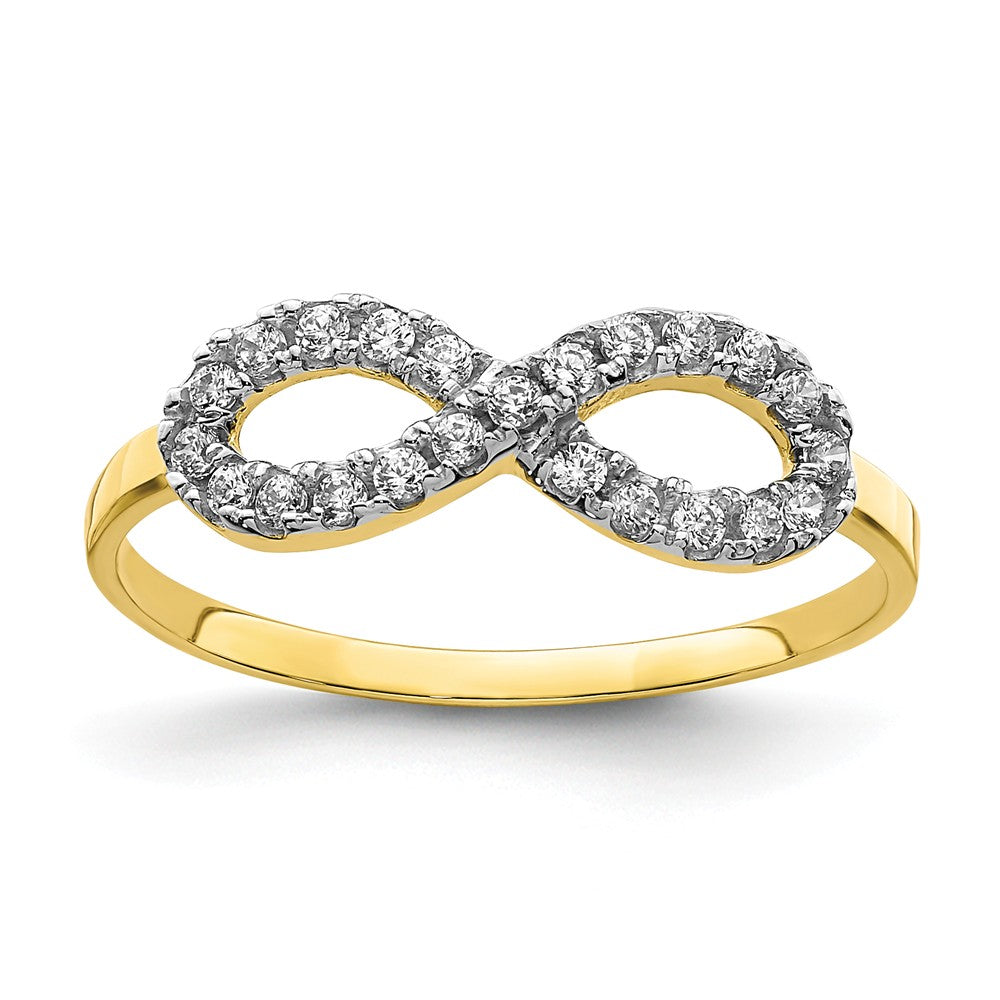 10k Yellow Gold CZ Infinity Ring, Size: 7.25
