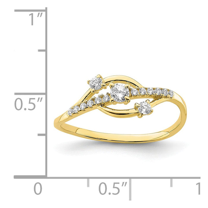 10k Yellow Gold CZ Fancy Ring, Size: 7.5