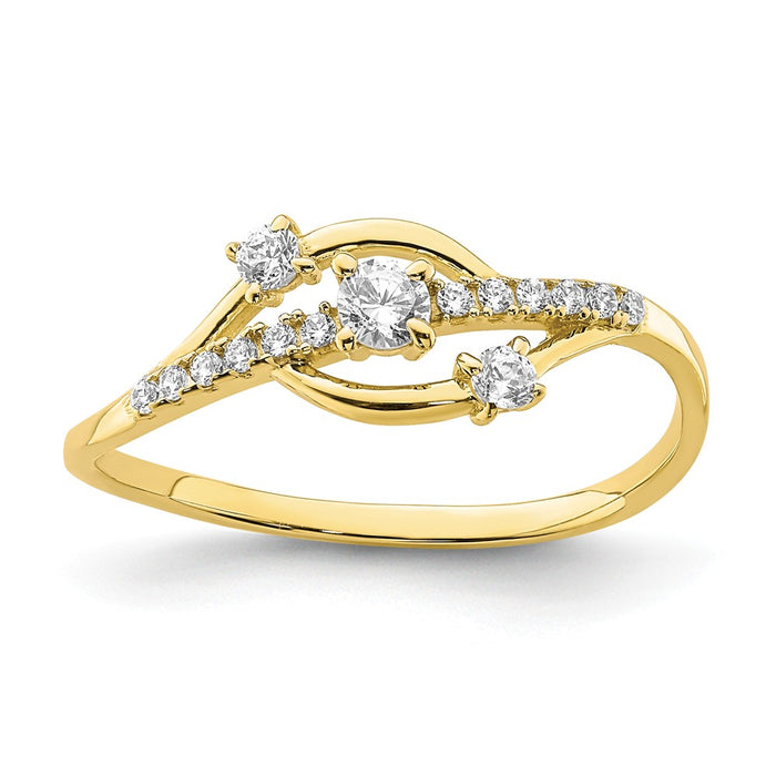 10k Yellow Gold CZ Fancy Ring, Size: 7.5