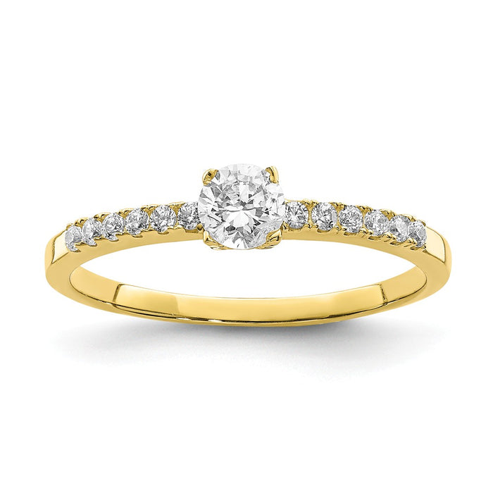 10k Yellow Gold CZ Fancy Ring, Size: 7