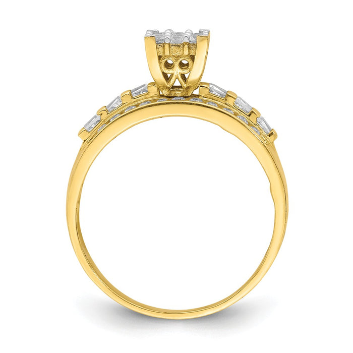 10k Yellow Gold CZ Micropave Solitarie Ring, Size: 7