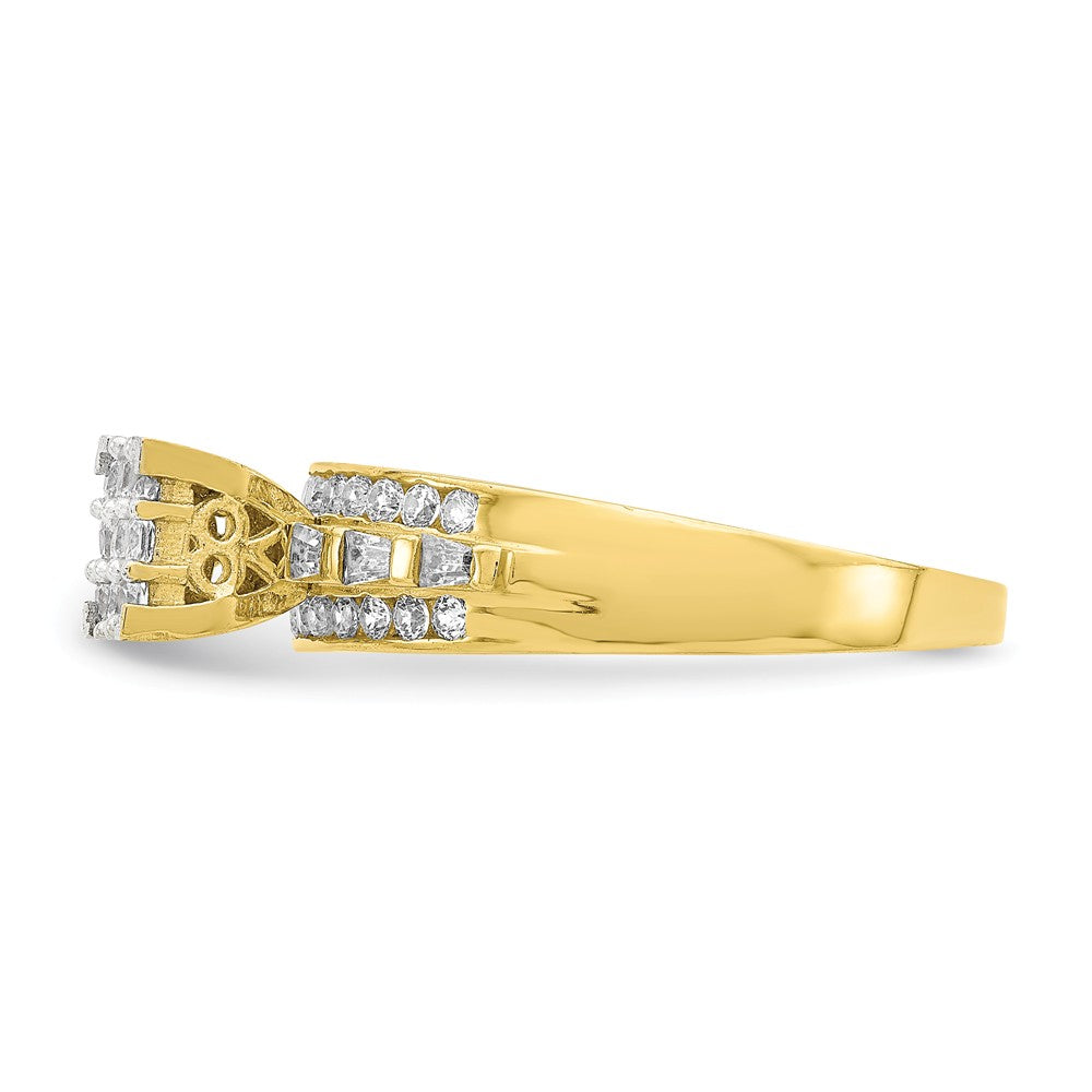 10k Yellow Gold CZ Micropave Solitarie Ring, Size: 7