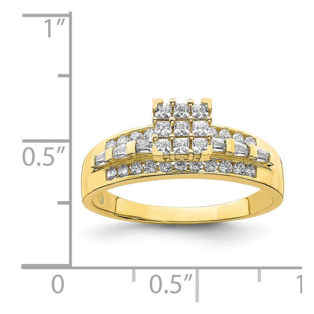 10k Yellow Gold CZ Micropave Solitarie Ring, Size: 7