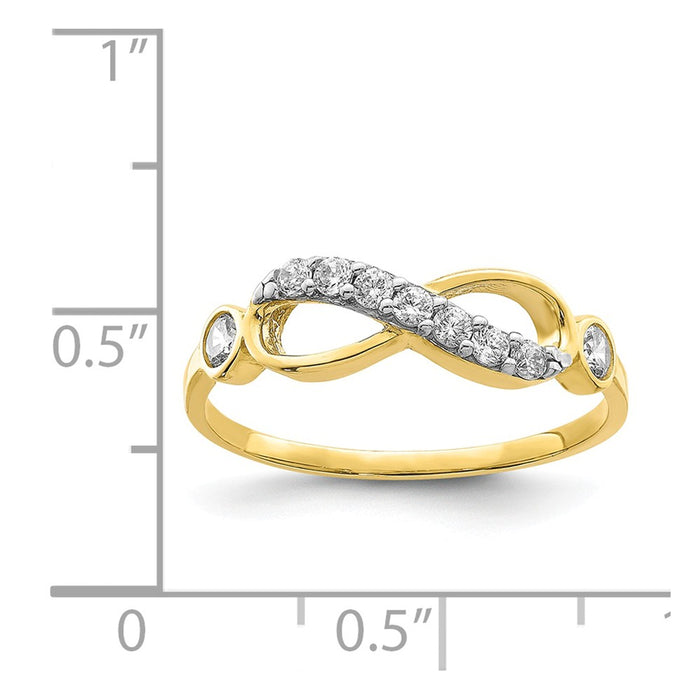 10k Yellow Gold CZ Infinity Ring, Size: 7.25