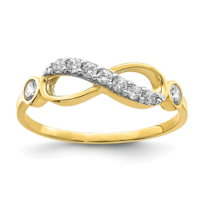 10k Yellow Gold CZ Infinity Ring, Size: 7.25