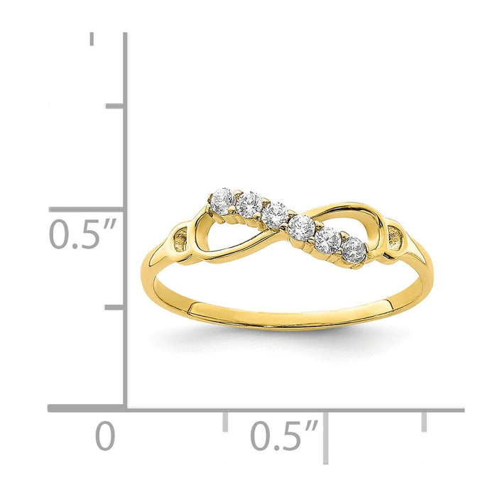 10k Yellow Gold CZ Infinity Ring, Size: 7