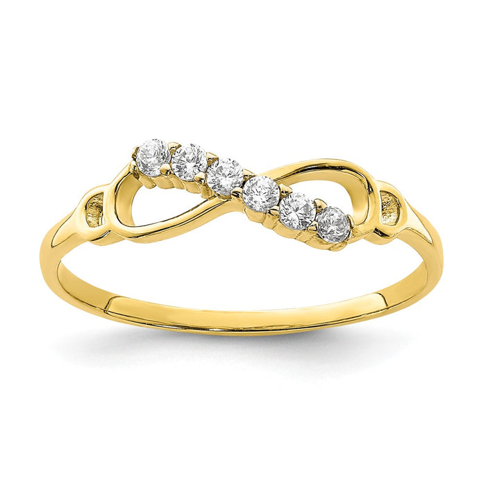 10k Yellow Gold CZ Infinity Ring, Size: 7