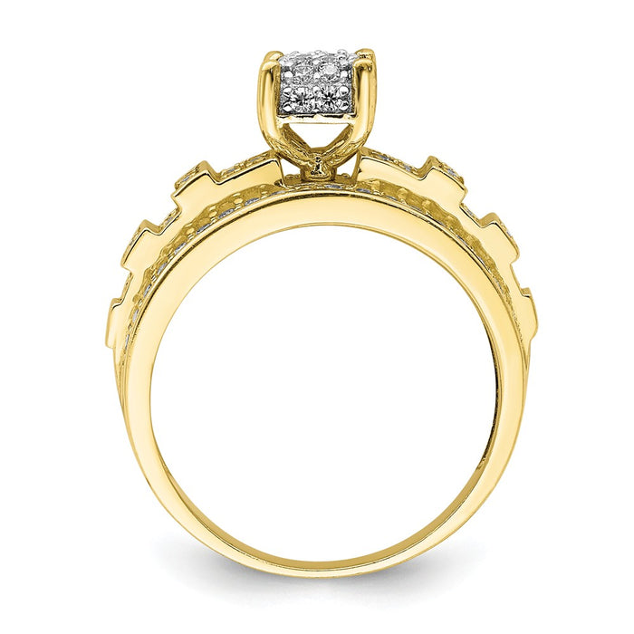 10k Yellow Gold CZ Micropave Ring, Size: 7