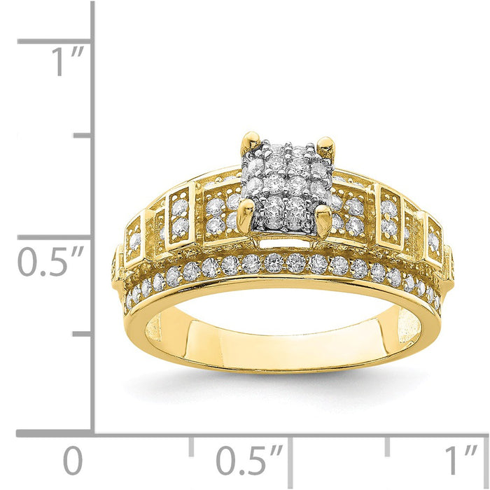 10k Yellow Gold CZ Micropave Ring, Size: 7