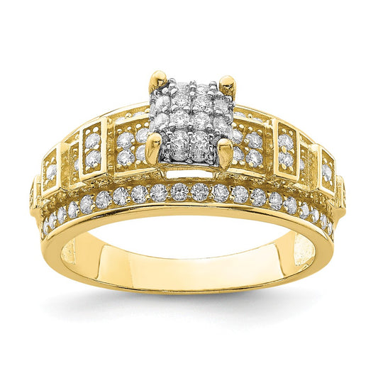 10k Yellow Gold CZ Micropave Ring, Size: 7