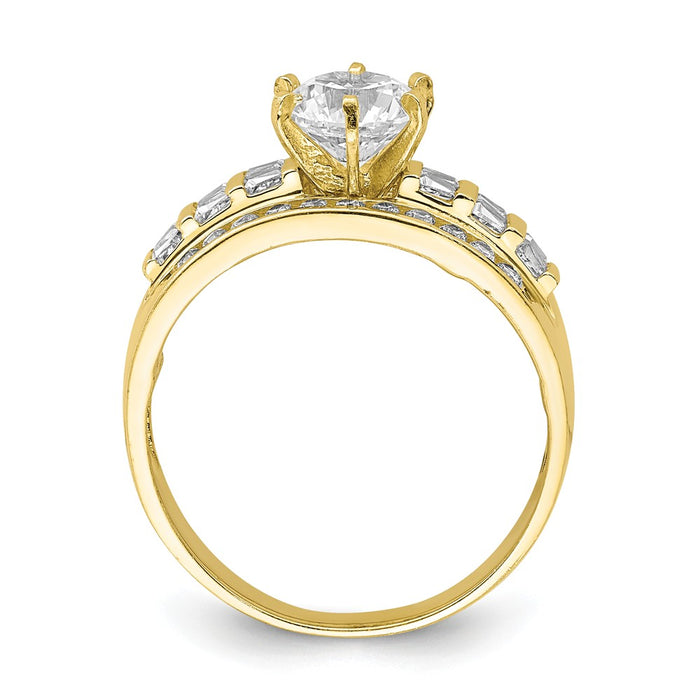 10k Yellow Gold CZ Micropave Ring, Size: 7.5