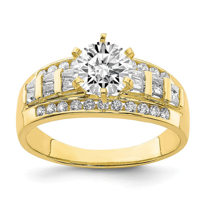 10k Yellow Gold CZ Micropave Ring, Size: 7.5