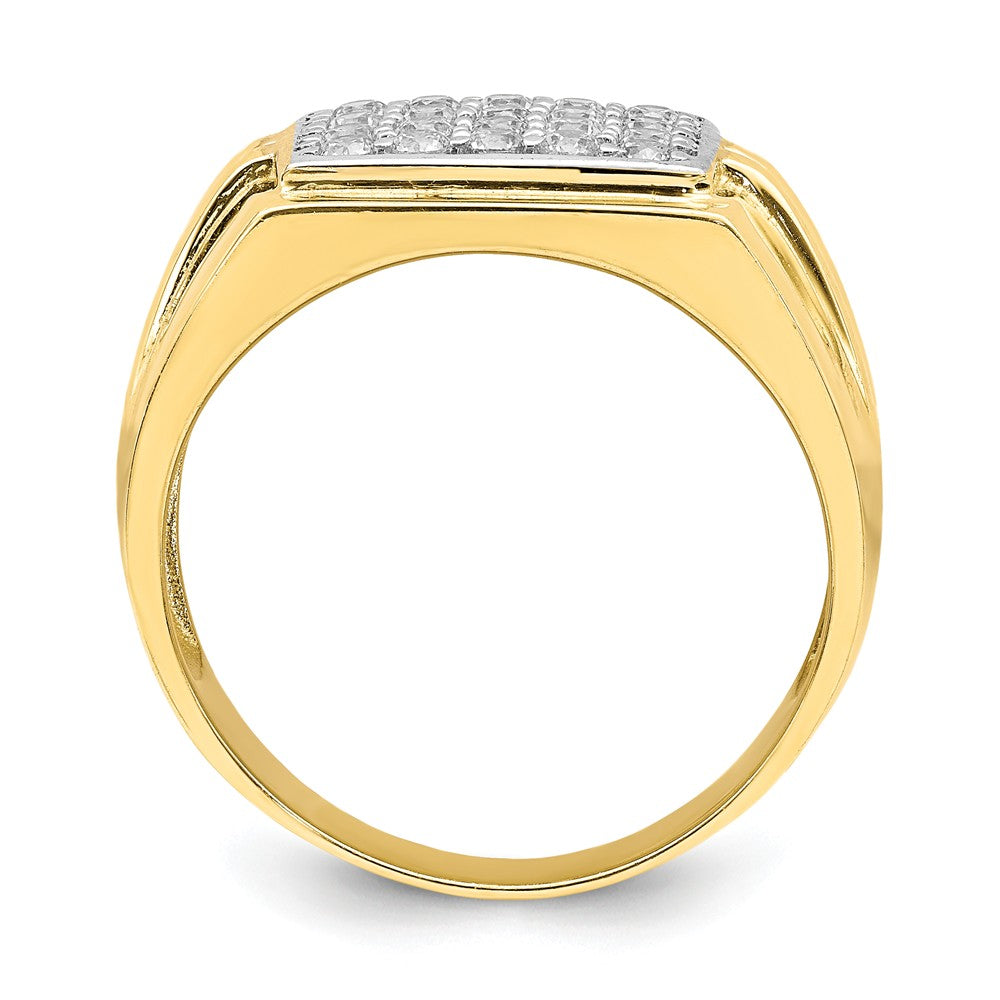 10K with Rhodium CZ Men's Ring, Size: 10