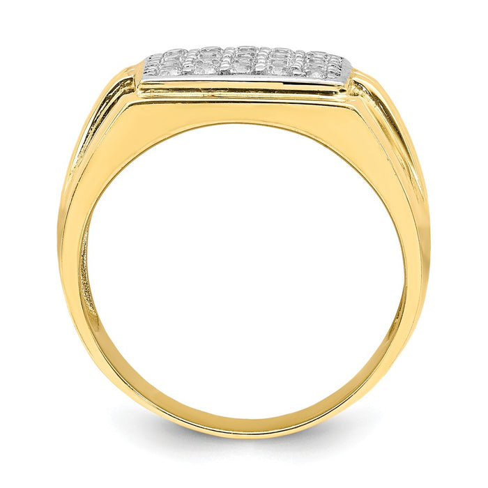 10K with Rhodium CZ Men's Ring, Size: 10