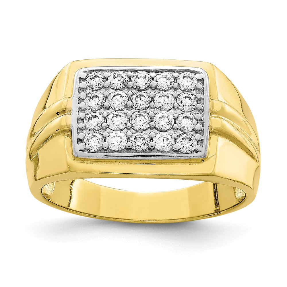 10K with Rhodium CZ Men's Ring, Size: 10