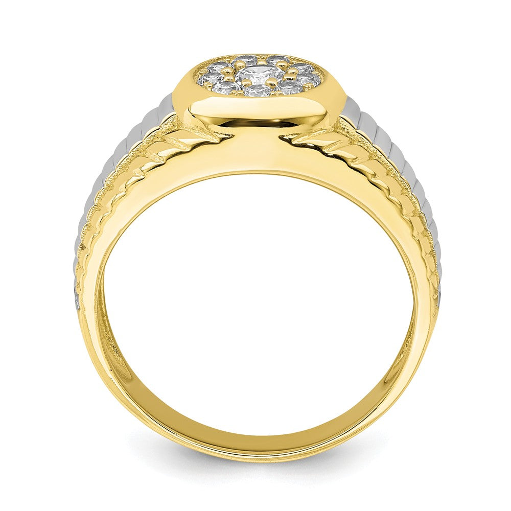 10K with Rhodium CZ Men's Ring, Size: 9.5