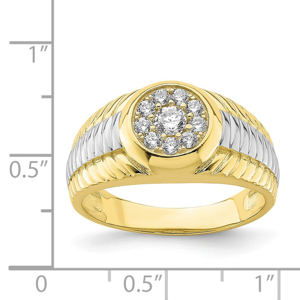 10K with Rhodium CZ Men's Ring, Size: 9.5