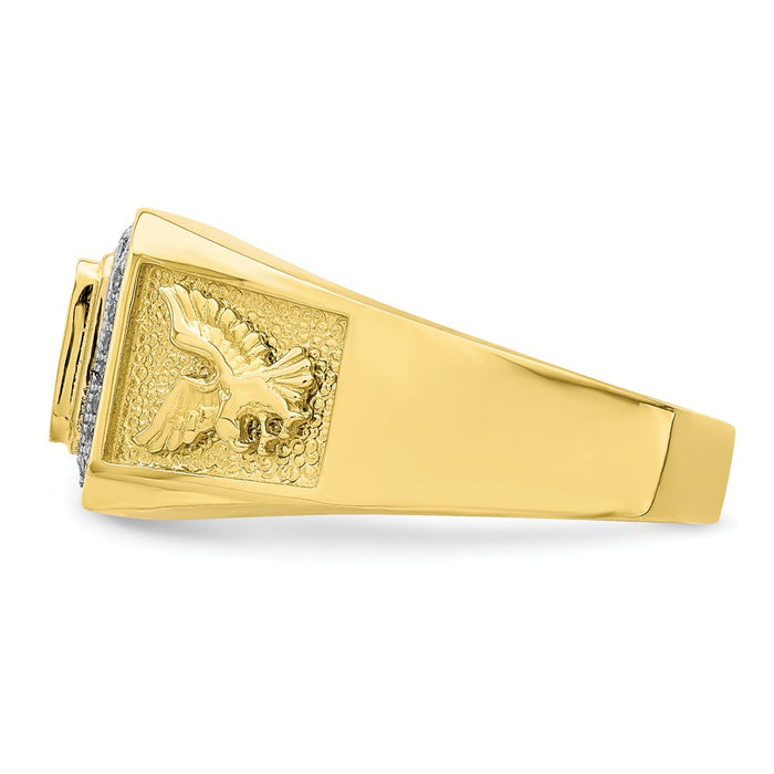 10k Yellow Gold Men's CZ Eagle Ring, Size: 10.5