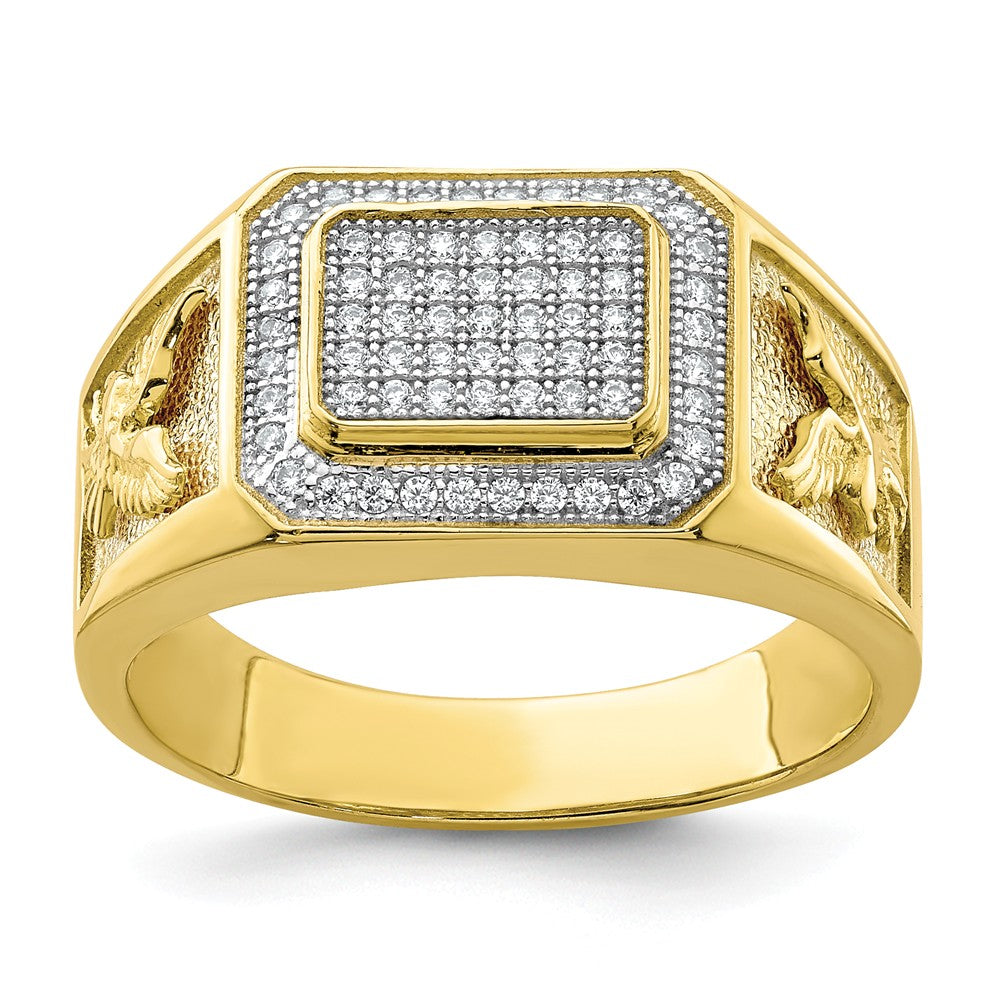 10k Yellow Gold Men's CZ Eagle Ring, Size: 10.5