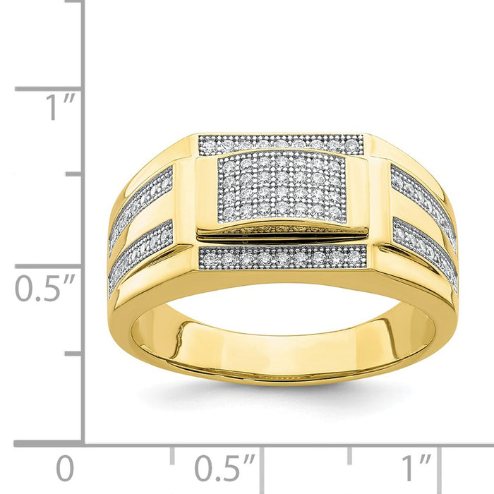10k Yellow Gold Men's CZ Signet Ring, Size: 10.5