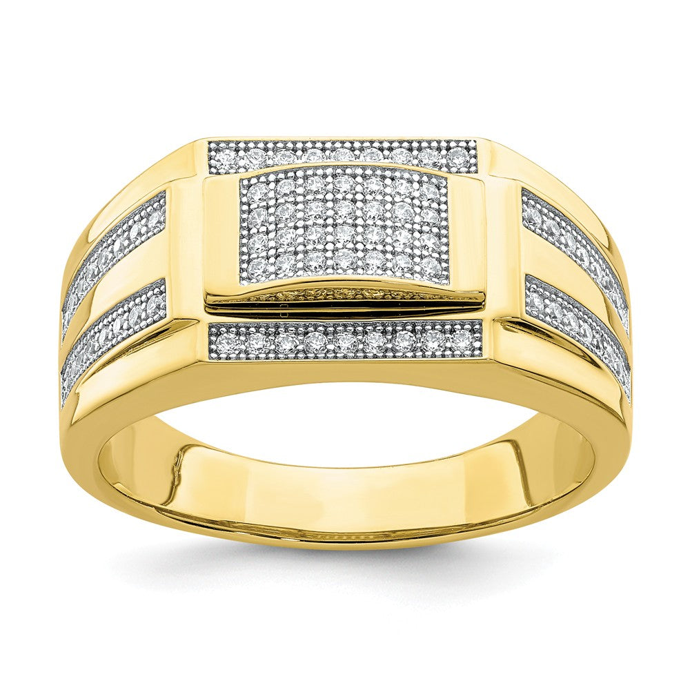 10k Yellow Gold Men's CZ Signet Ring, Size: 10.5