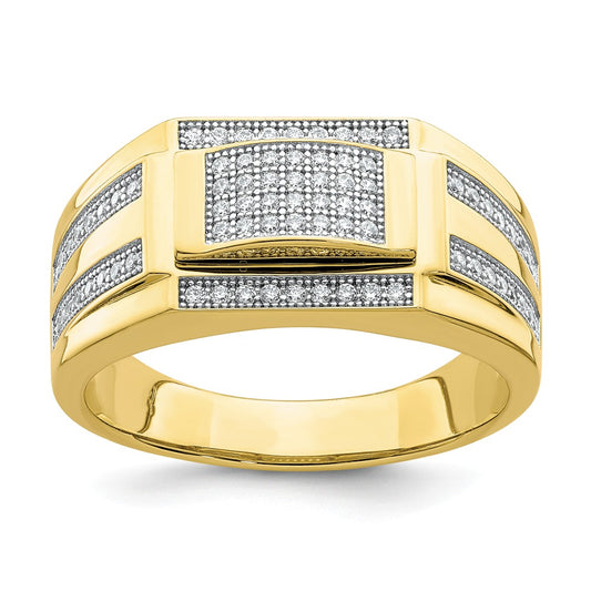10k Yellow Gold Men's CZ Signet Ring, Size: 10.5