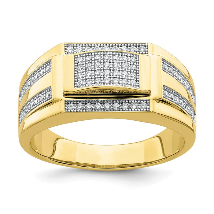 10k Yellow Gold Men's CZ Signet Ring, Size: 10.5