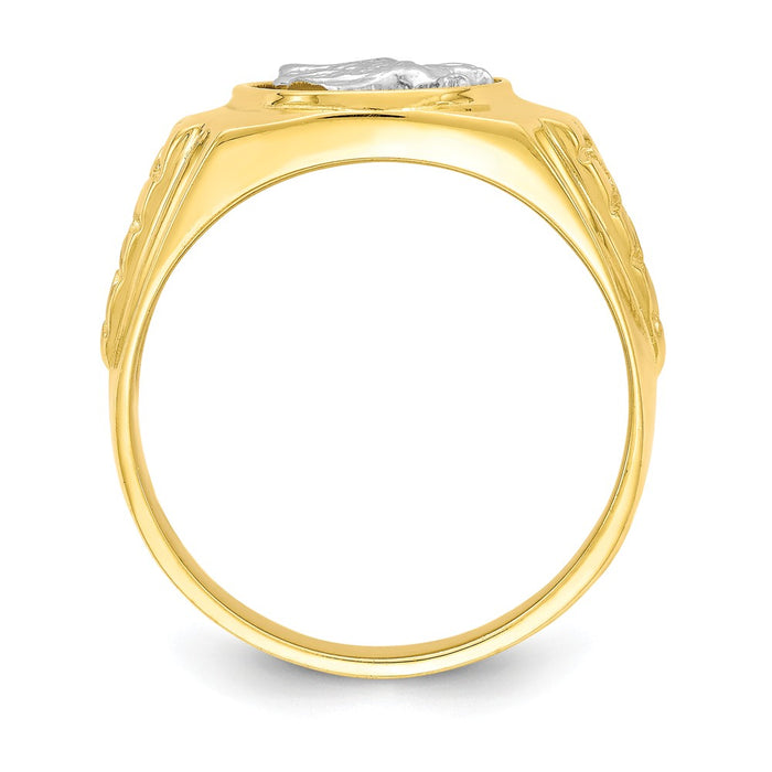 10K Two-Tone Gold Eagle Men's Ring, Size: 10