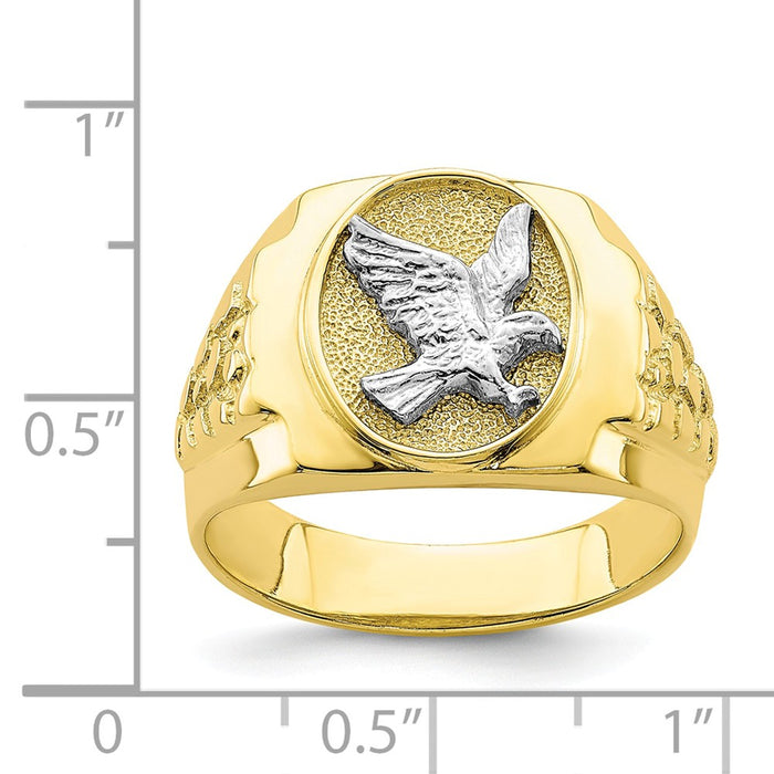 10K Two-Tone Gold Eagle Men's Ring, Size: 10