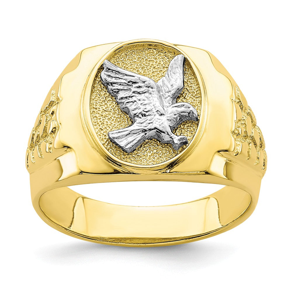 10K Two-Tone Gold Eagle Men's Ring, Size: 10