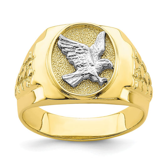 10K Two-Tone Gold Eagle Men's Ring, Size: 10