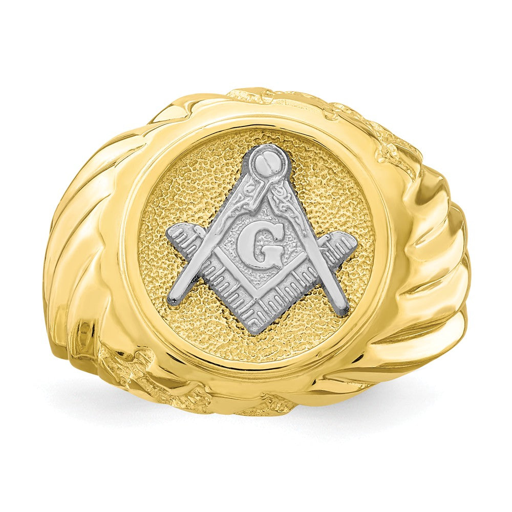 10K Two-Tone Gold Masonic Men's Ring, Size: 10.5