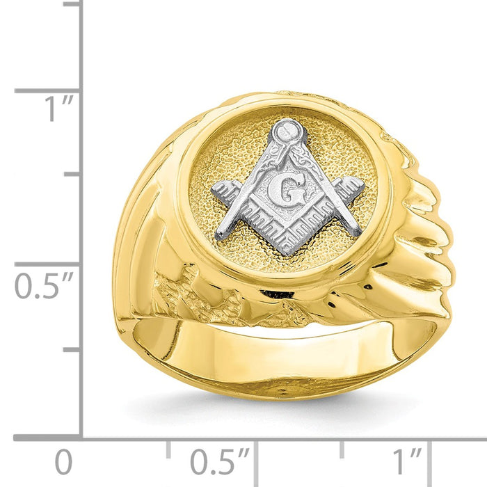 10K Two-Tone Gold Masonic Men's Ring, Size: 10.5