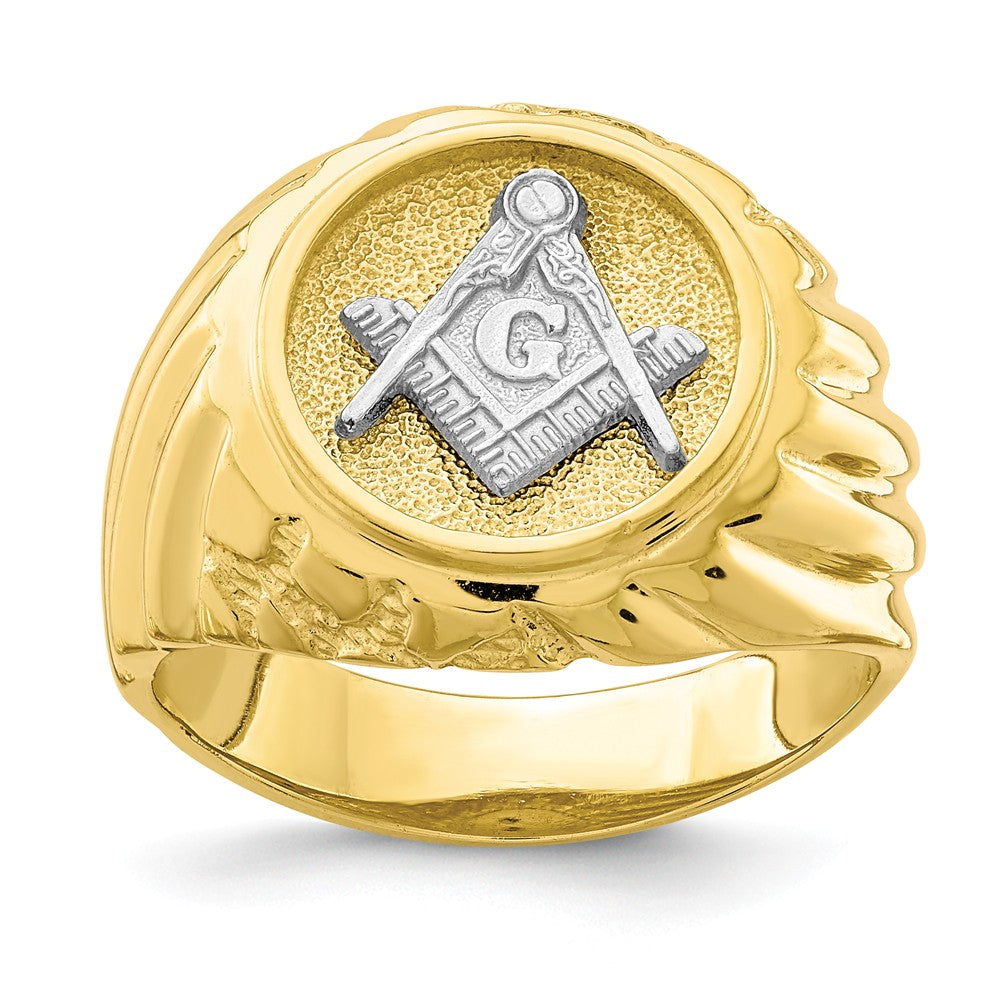 10K Two-Tone Gold Masonic Men's Ring, Size: 10.5