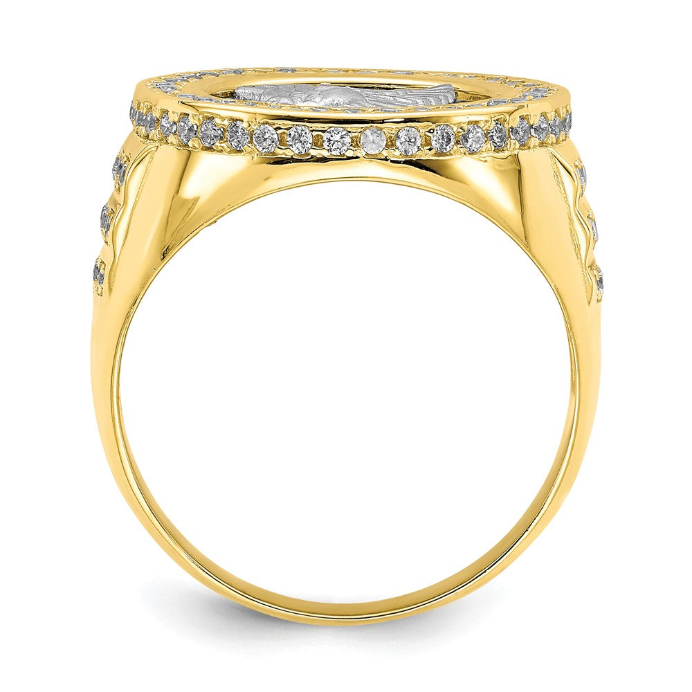 10K Two-Tone Gold CZ Micropave Eagle Men's Ring, Size: 11